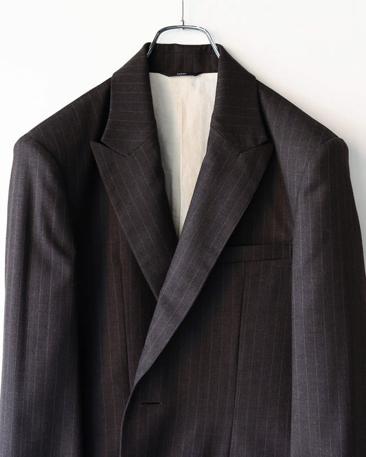 SLIM TAILOR JACKET "DARK BROWN (STRIPE)"