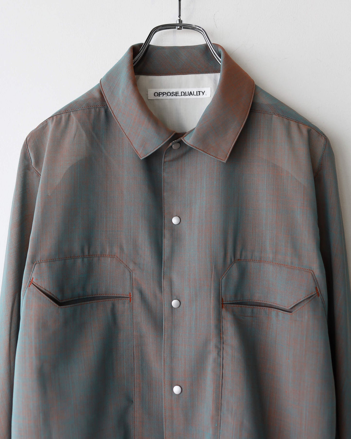 Chambray Panel Shirts "Orange Gray"
