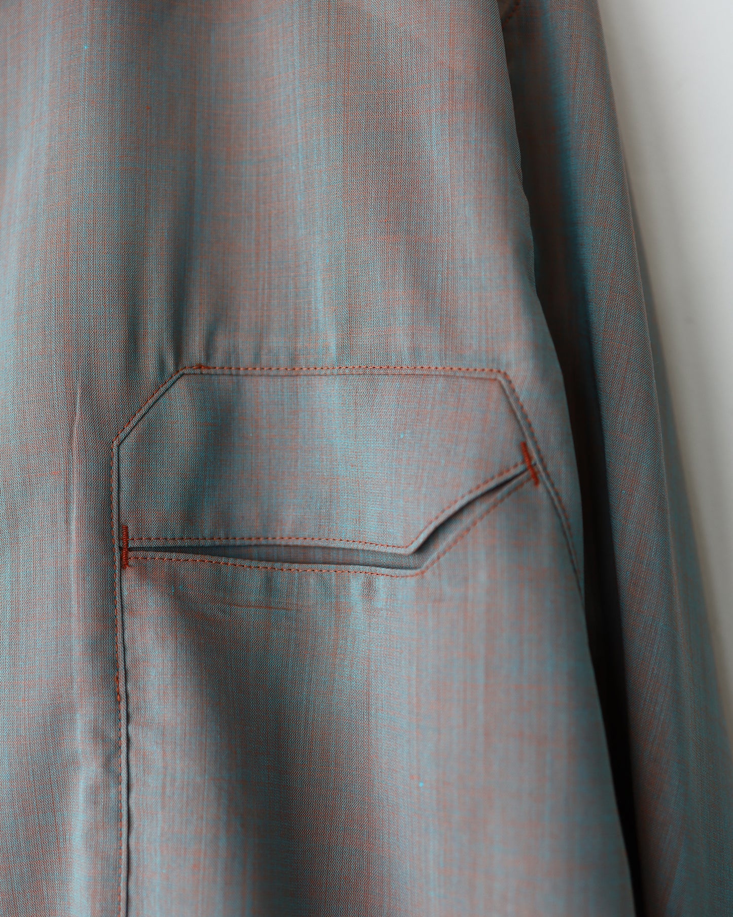 Chambray Panel Shirts "Orange Gray"