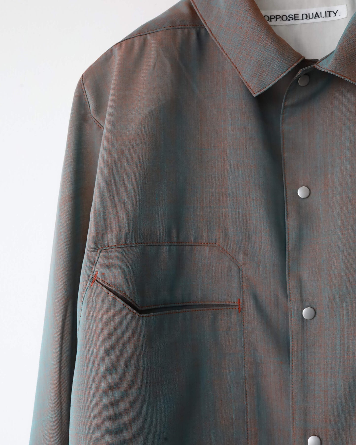 Chambray Panel Shirts "Orange Gray"