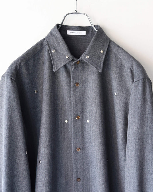 WOOL TWILL RIVET SHIRT "GRAY"