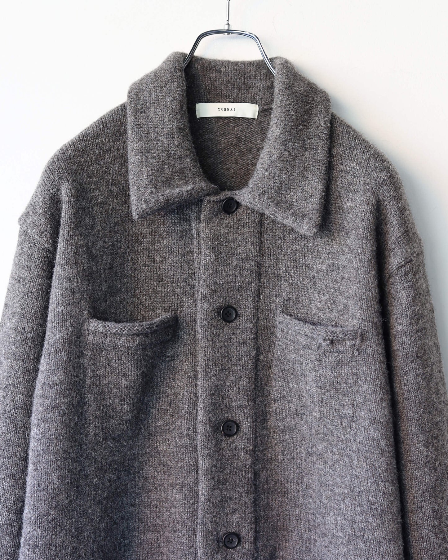 CHUNKY WOOL / KNIT CARDIGAN "GREY"