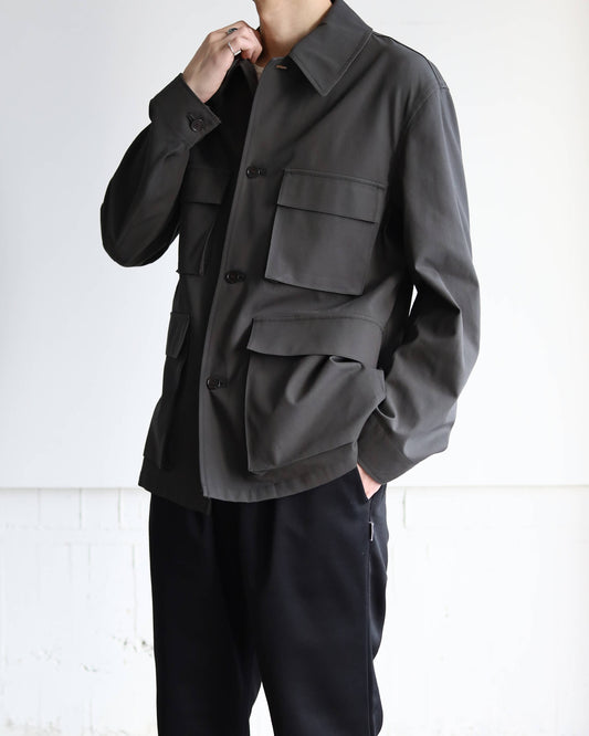 4POCKETS JACKET ORGANIC COTTON VOILE YARN TWILL "DARK OLIVE"
