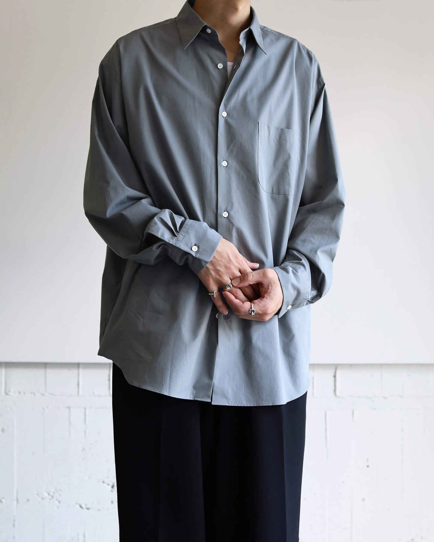 COMFORT FIT SHIRT PERUVIAN PIMA POPLIN "DOLPHIN GRAY"