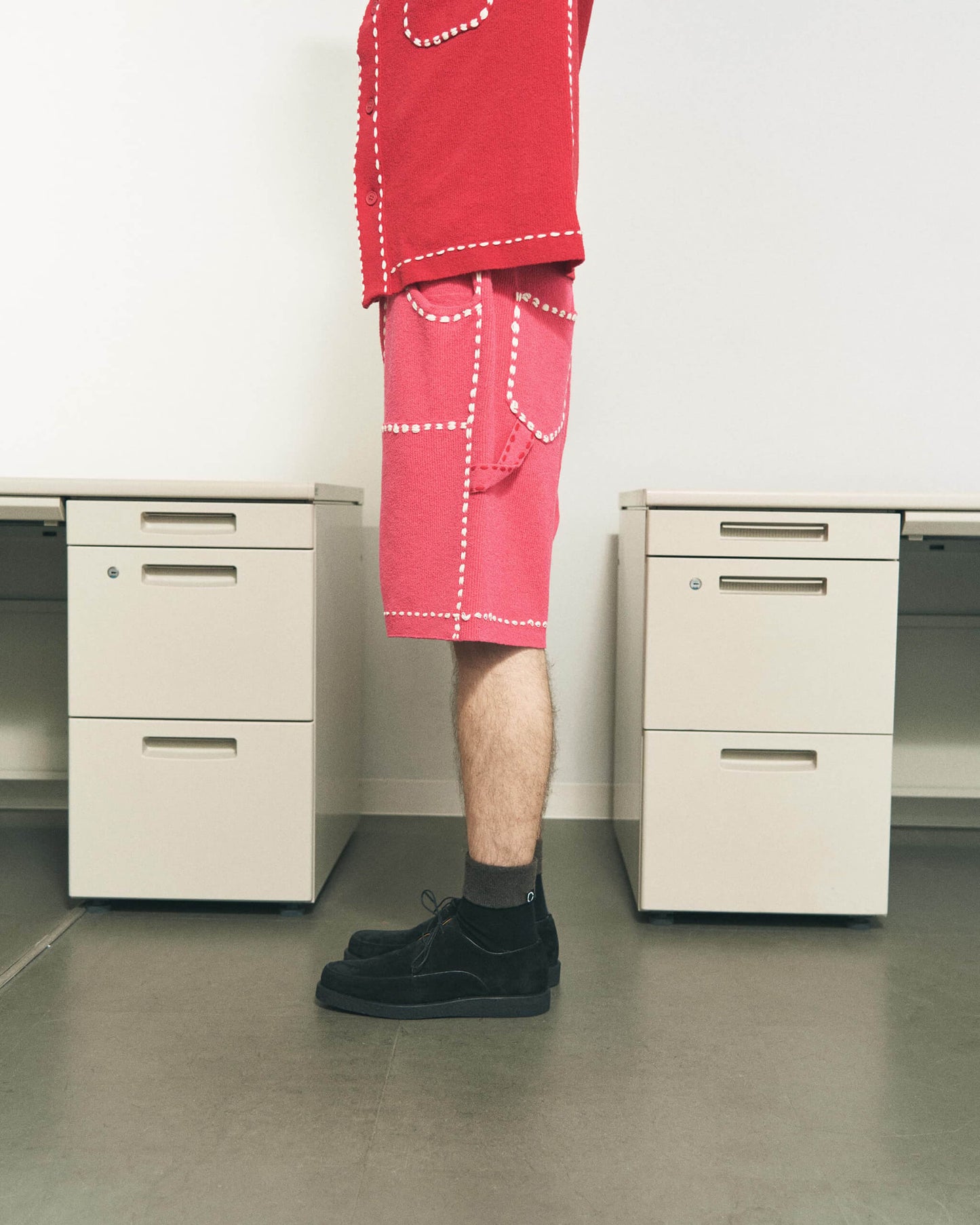 SUMMER PG1 DOUBLE KNEE SHORTS "RED x PINK"