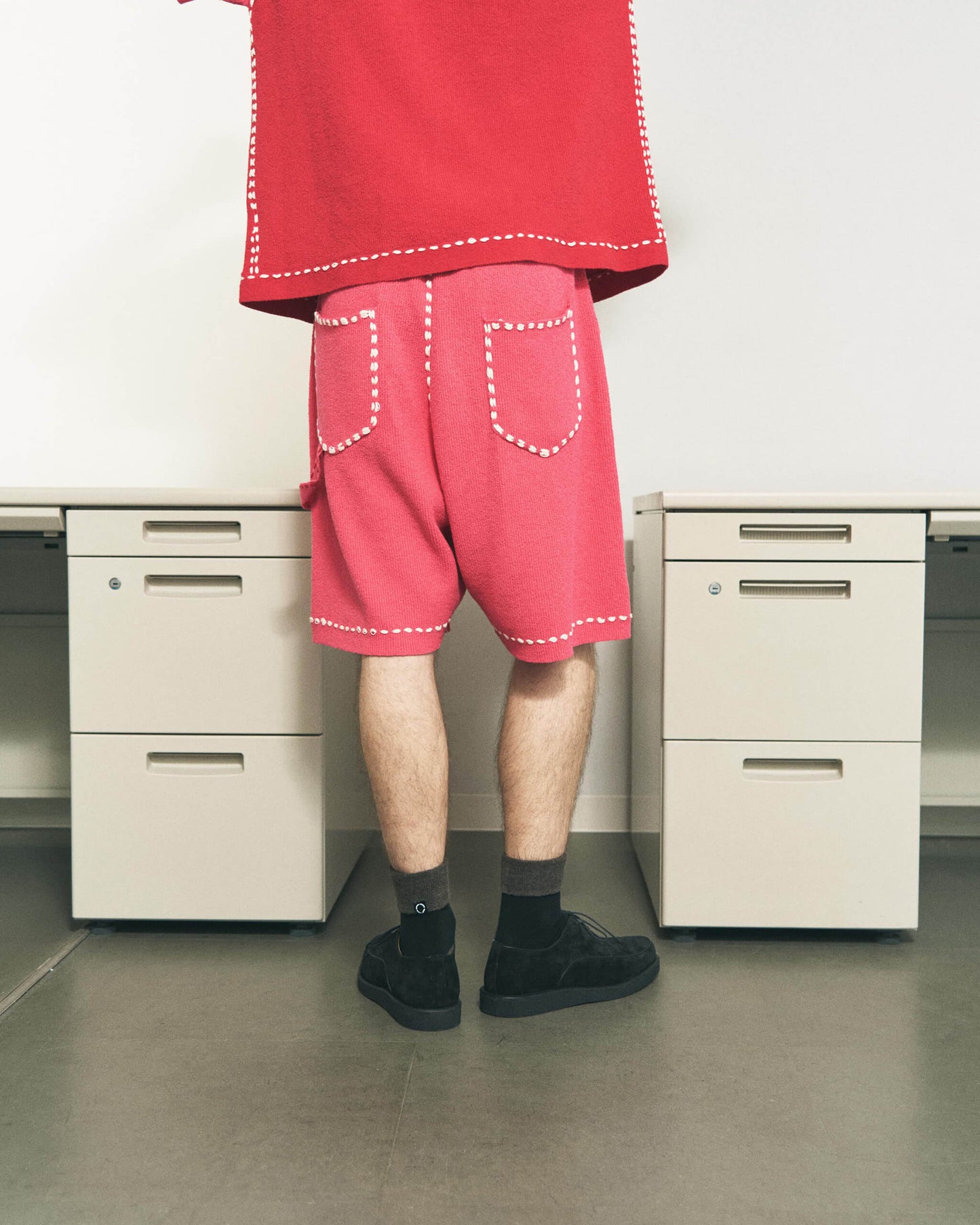 SUMMER PG1 DOUBLE KNEE SHORTS "RED x PINK"