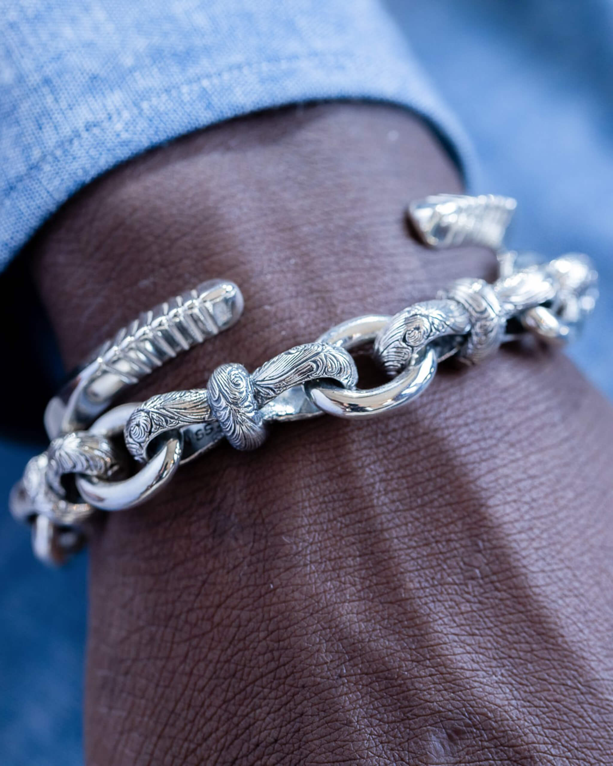 WAKAN SILVER SMITH Arabesque mebiusu bracelet XL [BN-066
