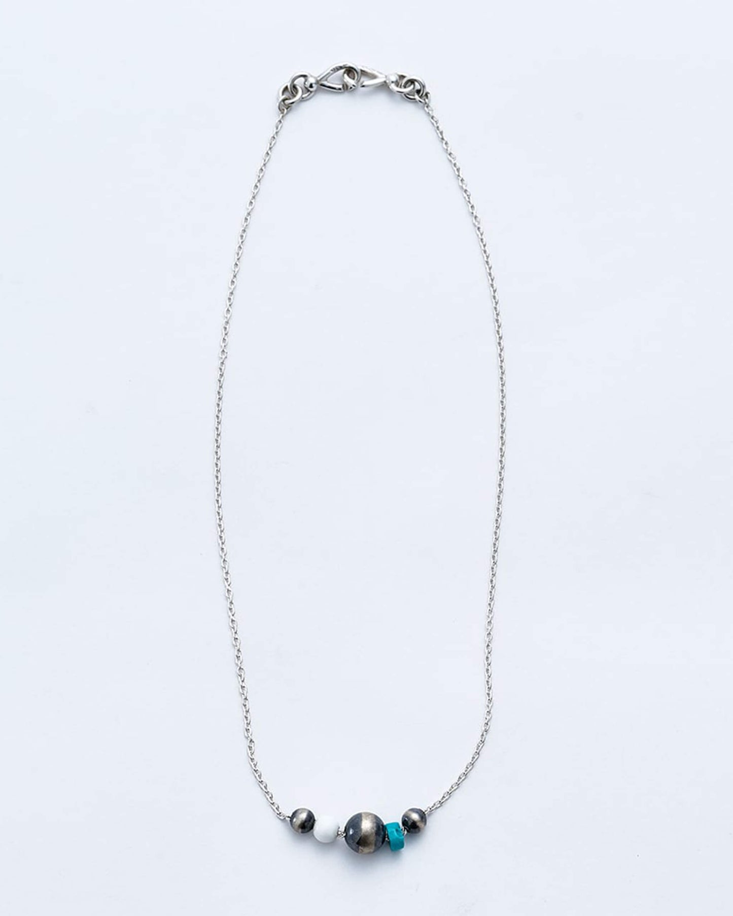 Navajo Pearl Necklace (White Onyx, Turquoise) [C-047]