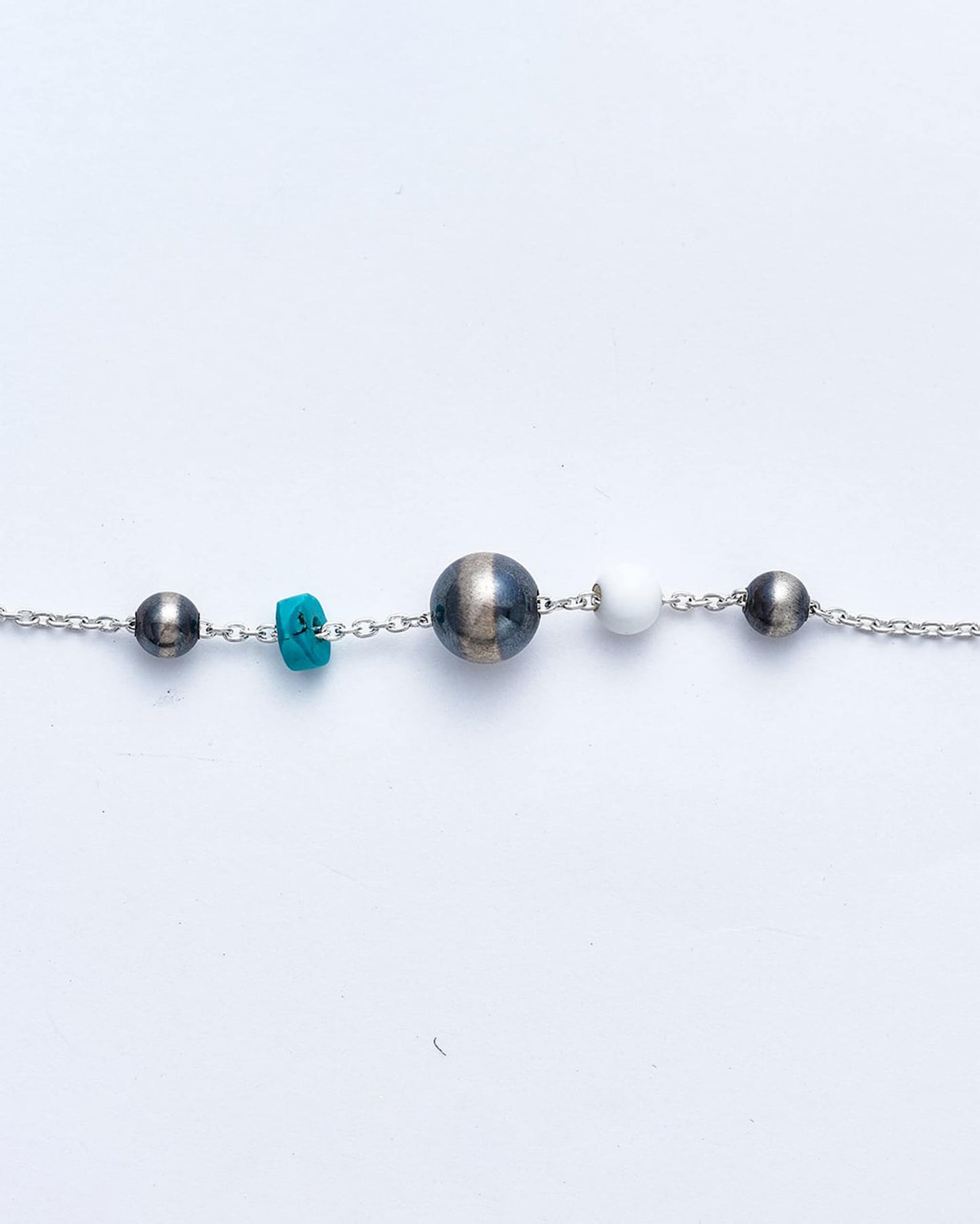 Navajo Pearl Necklace (White Onyx, Turquoise) [C-047]