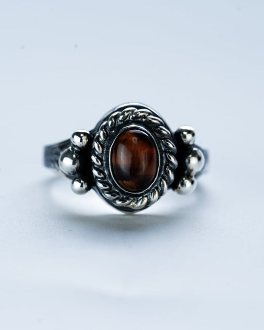 Native Oval Signet Ring (Tiger Eye) [R-095]