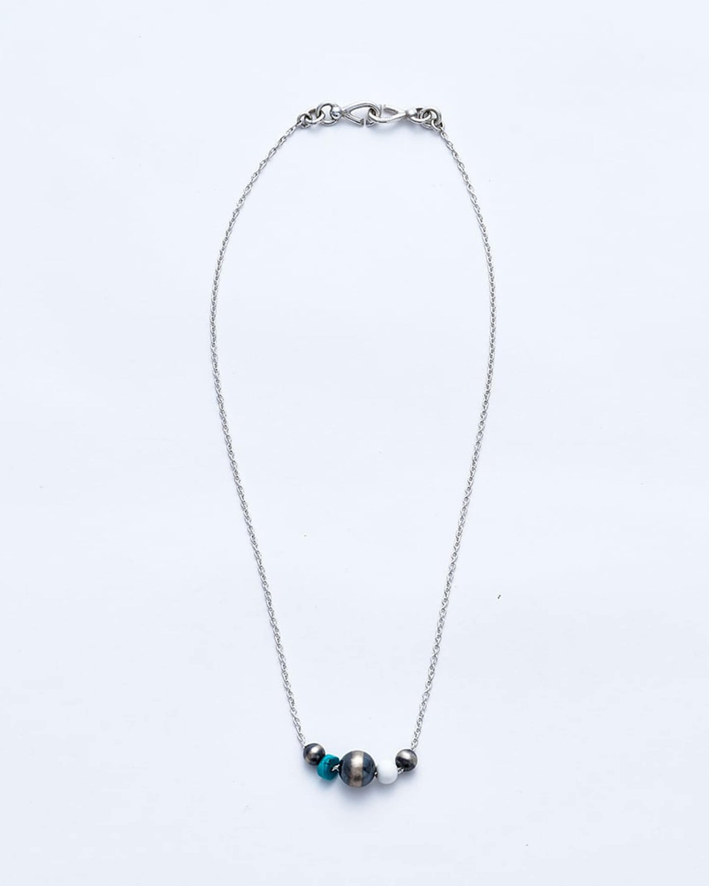 Navajo Pearl Necklace (White Onyx, Turquoise) [C-047]
