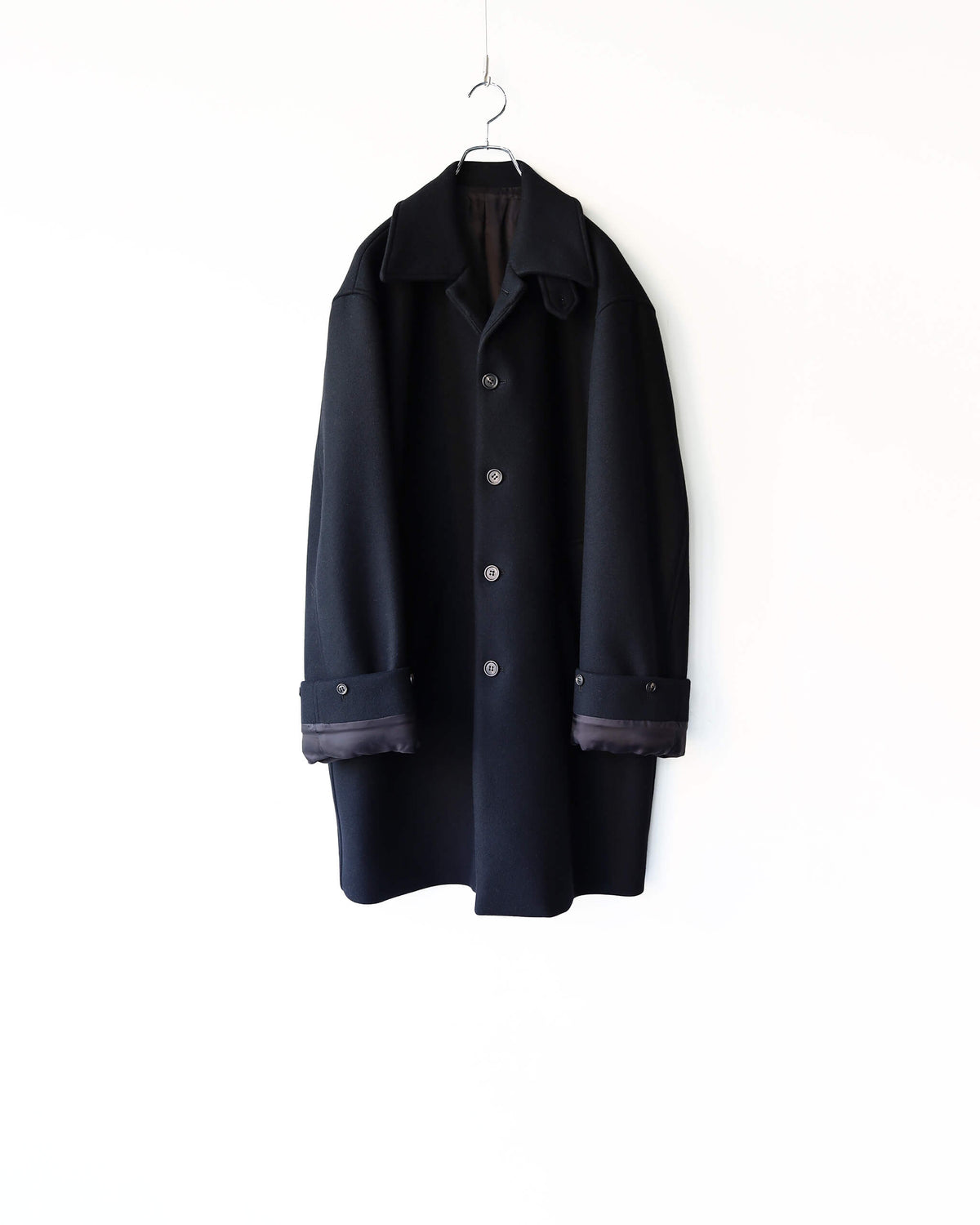 LONG REACH SOUTIEN COLLAR COAT "BLACK"