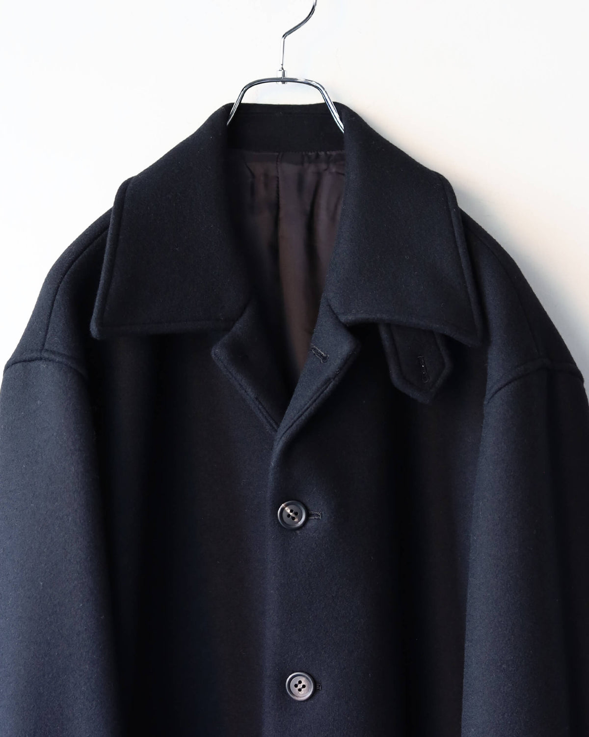 LONG REACH SOUTIEN COLLAR COAT "BLACK"