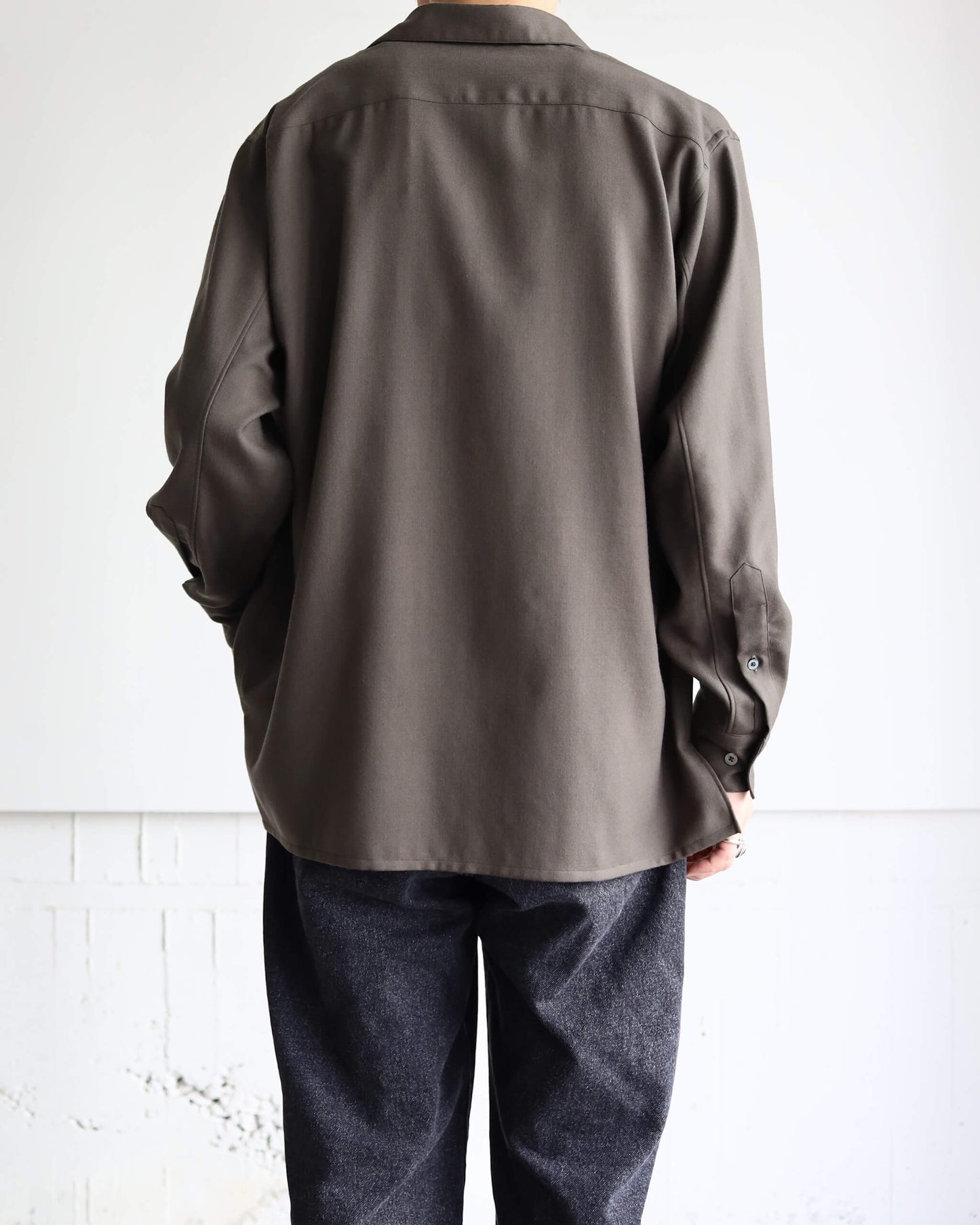 VAREUSE SHIRT 2/80 ORGANIC WOOL VIYELLA "OLIVE"