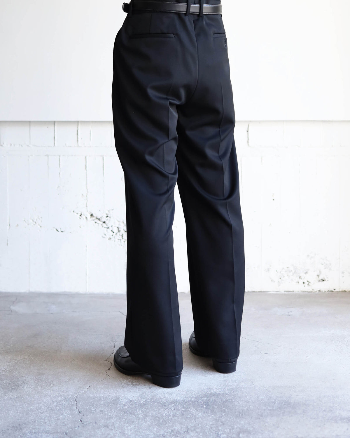 DOUBLE PLEATED STRAIGHT TROUSERS ORGANIC WOOL 2/80 GABARDINE "BLACK"