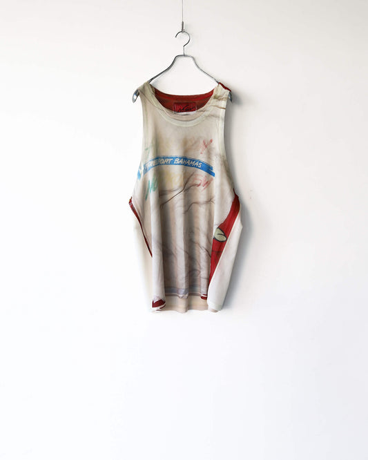 LAYERED TRANSFER TANK TOP "IVORY x BEIGE"