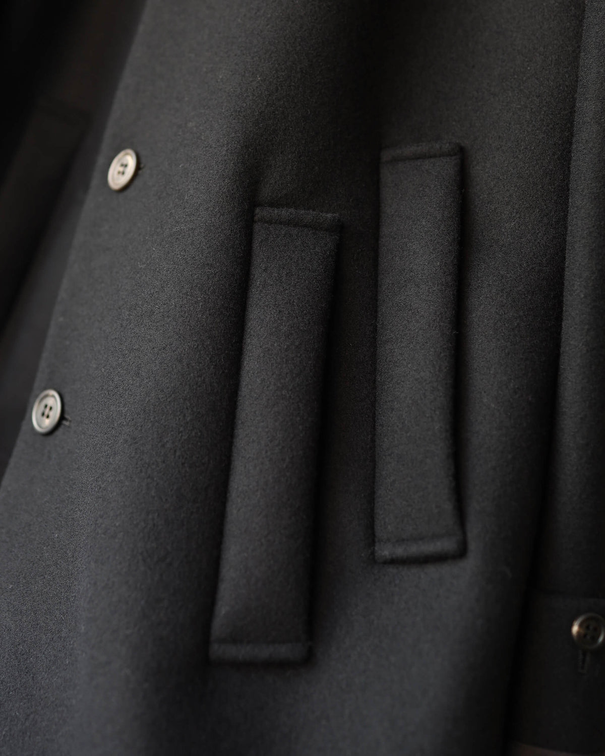 LONG REACH SOUTIEN COLLAR COAT "BLACK"
