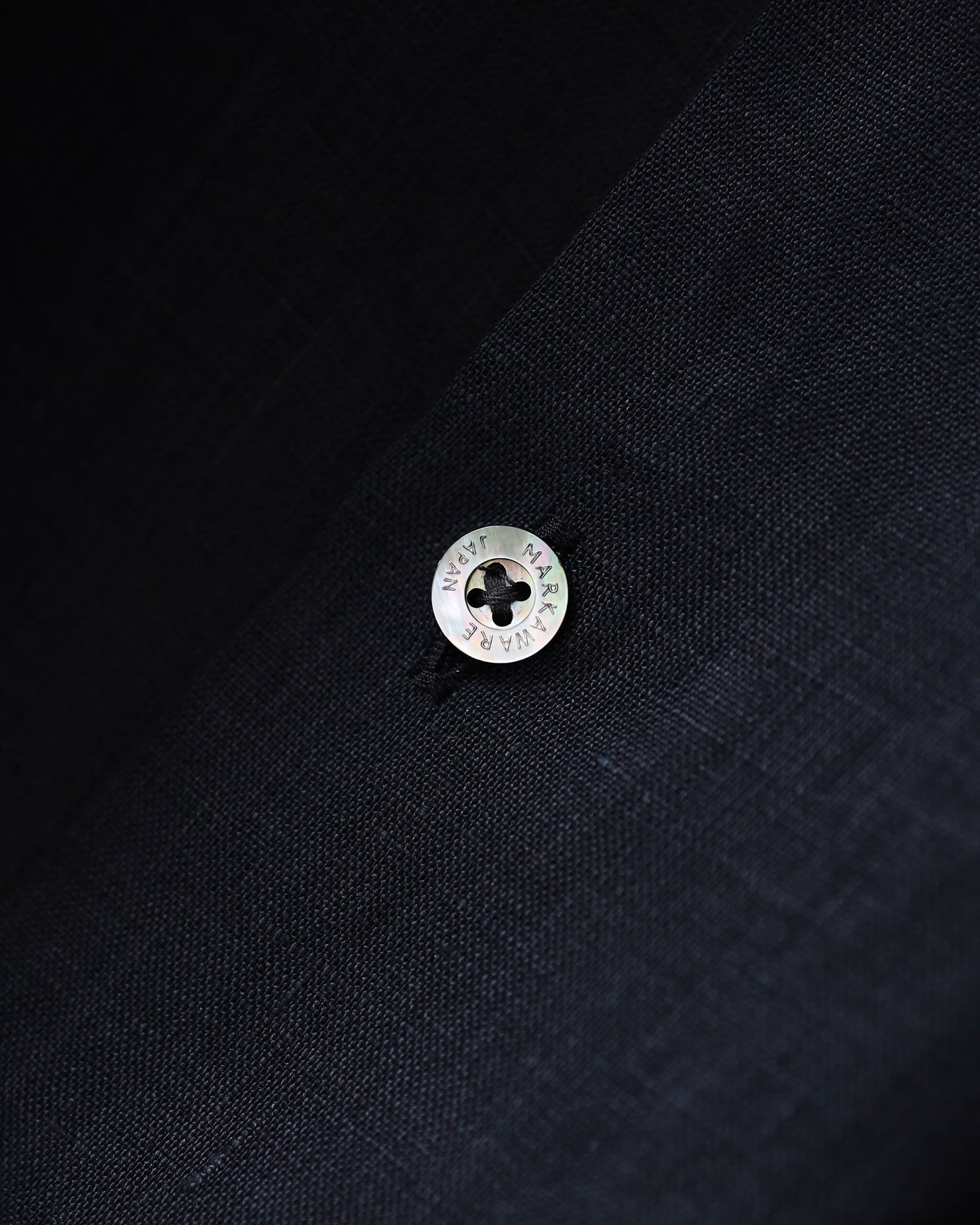 NEW OPEN COLLAR S/S SHIRT HEMP SHIRTING "BLACK"
