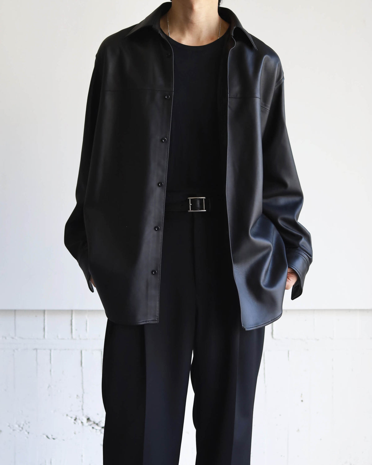 LEATHER DOUGI SHIRT "BLACK"