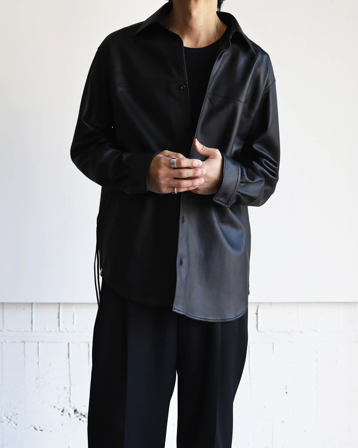 LEATHER DOUGI SHIRT "BLACK"