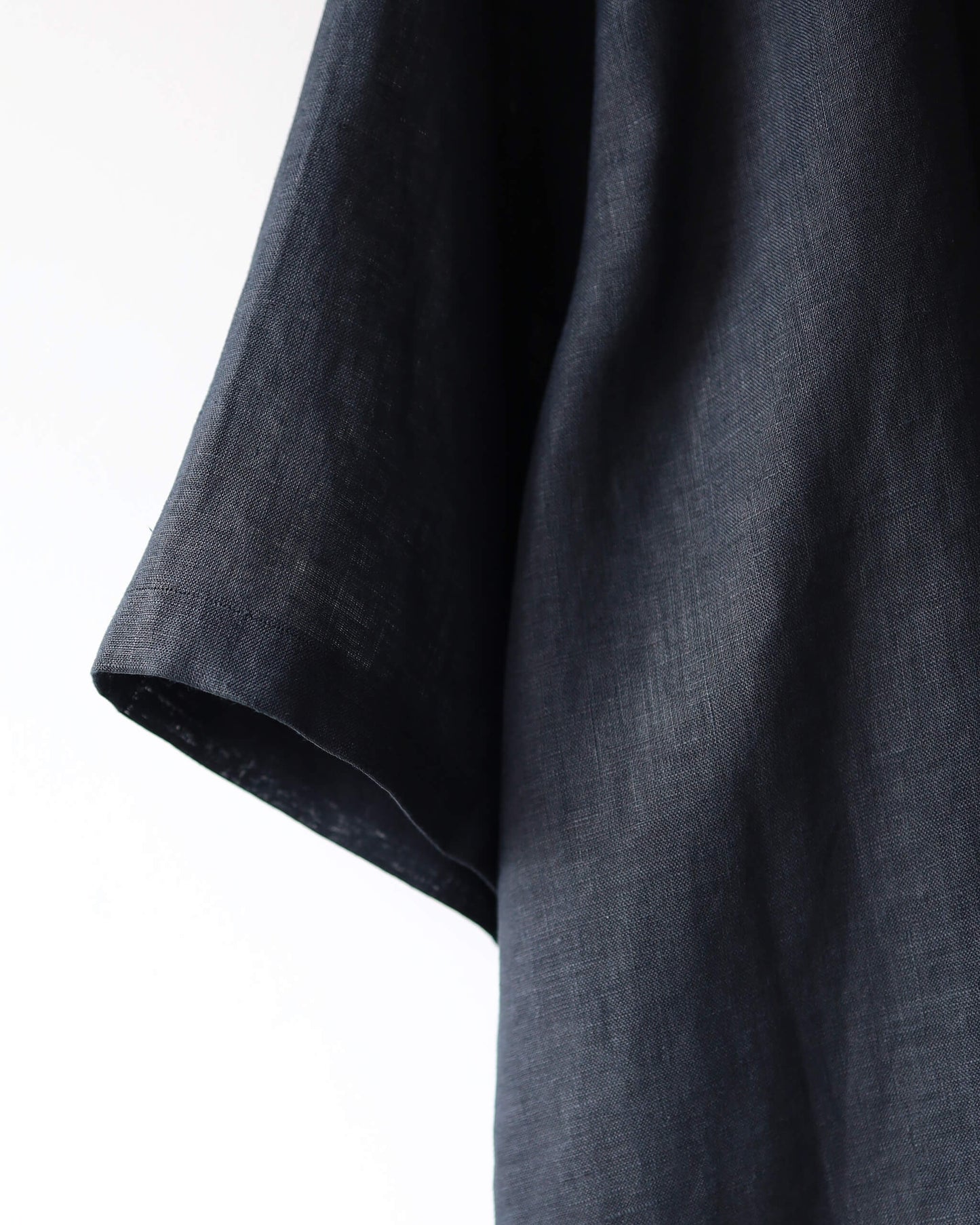 NEW OPEN COLLAR S/S SHIRT HEMP SHIRTING "BLACK"