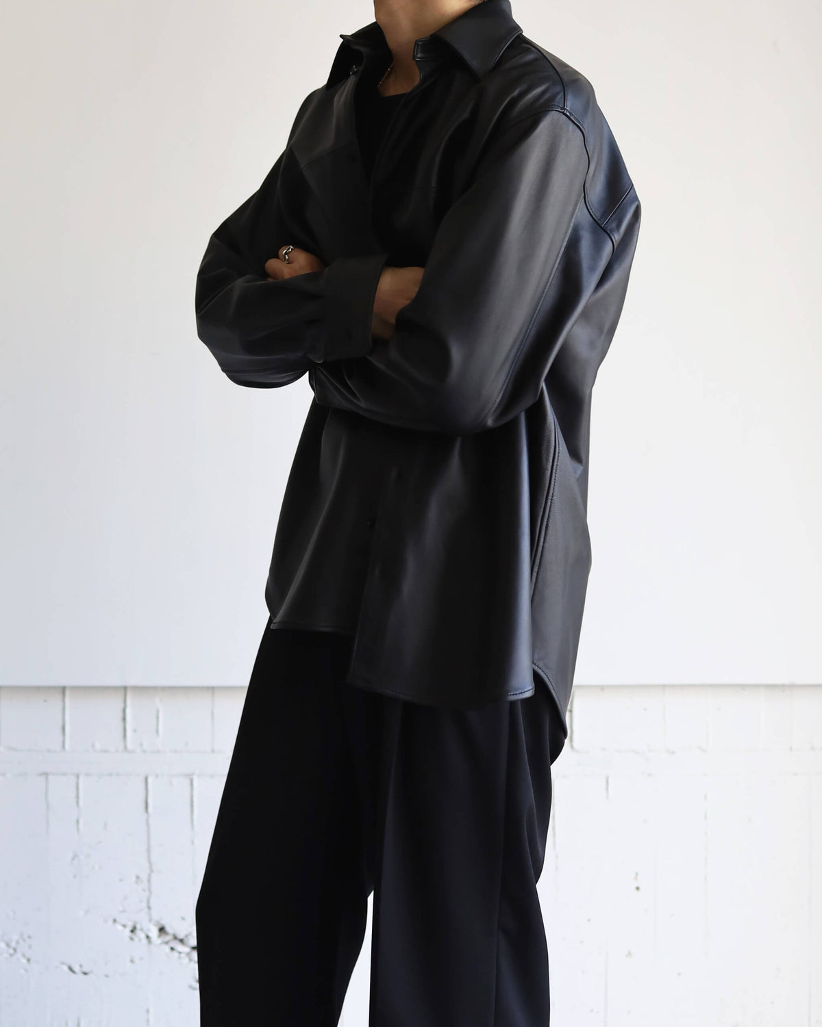 LEATHER DOUGI SHIRT "BLACK"