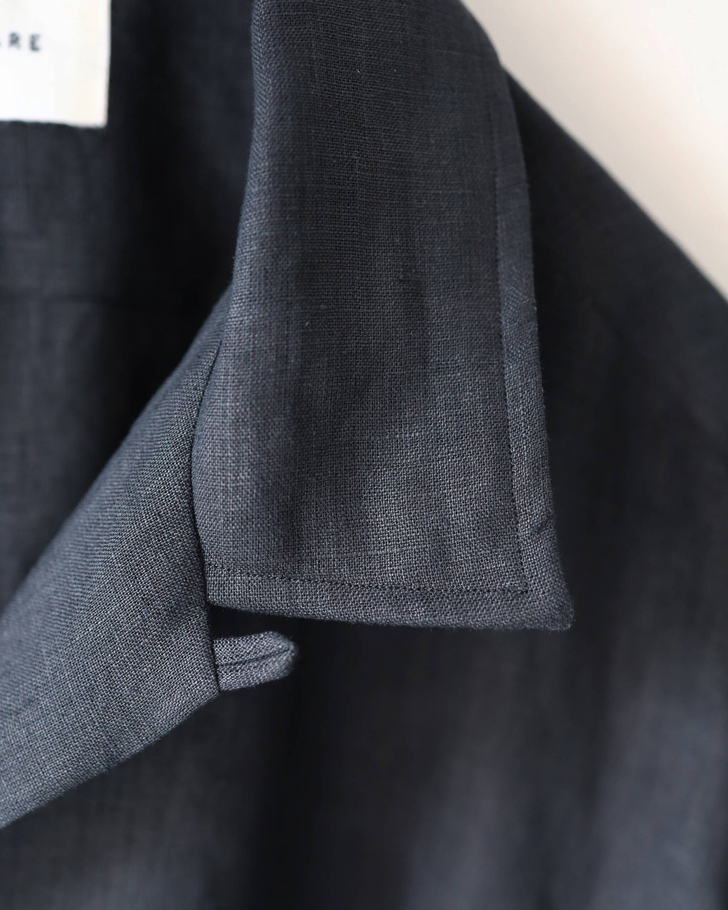 NEW OPEN COLLAR S/S SHIRT HEMP SHIRTING "BLACK"