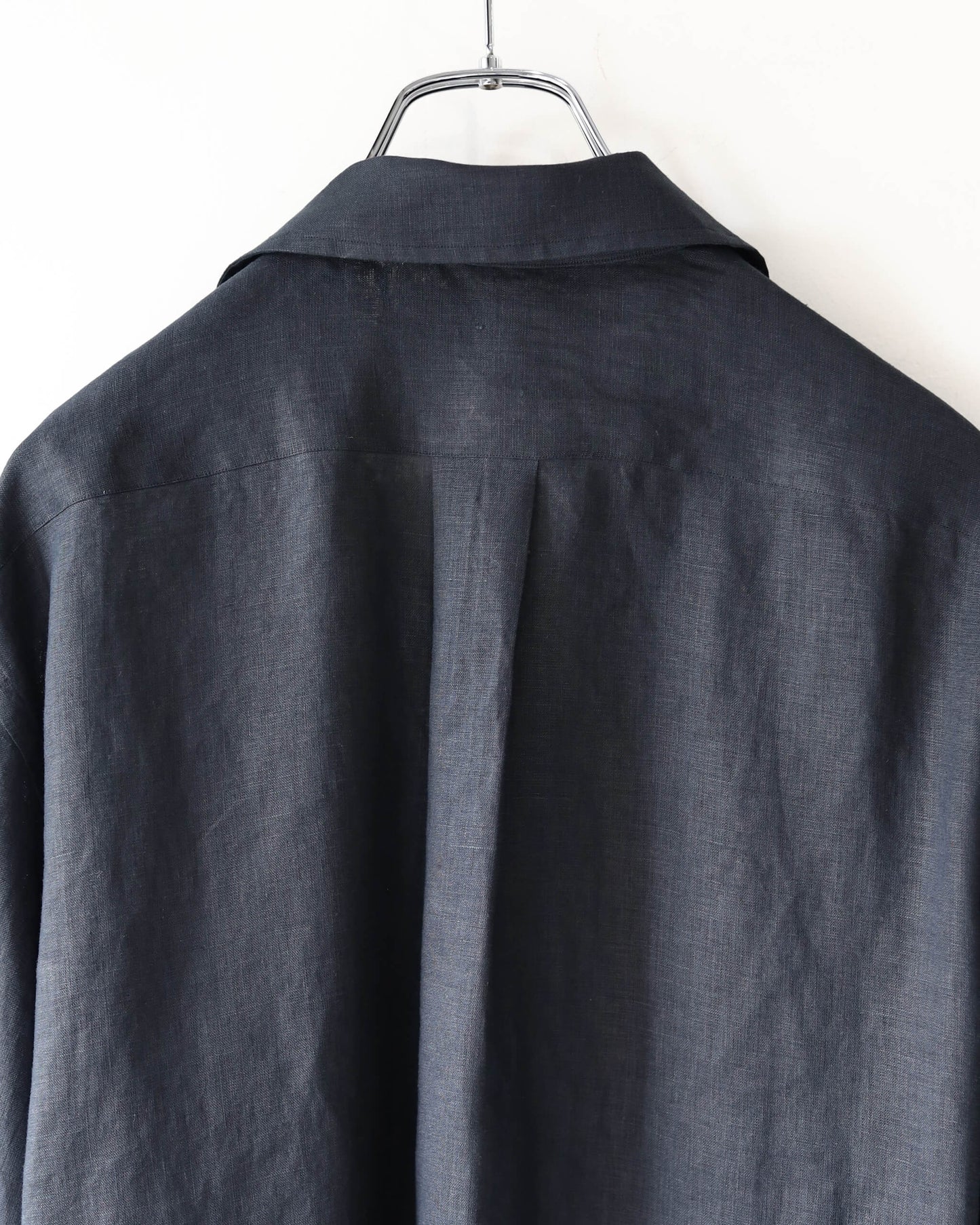 NEW OPEN COLLAR S/S SHIRT HEMP SHIRTING "BLACK"