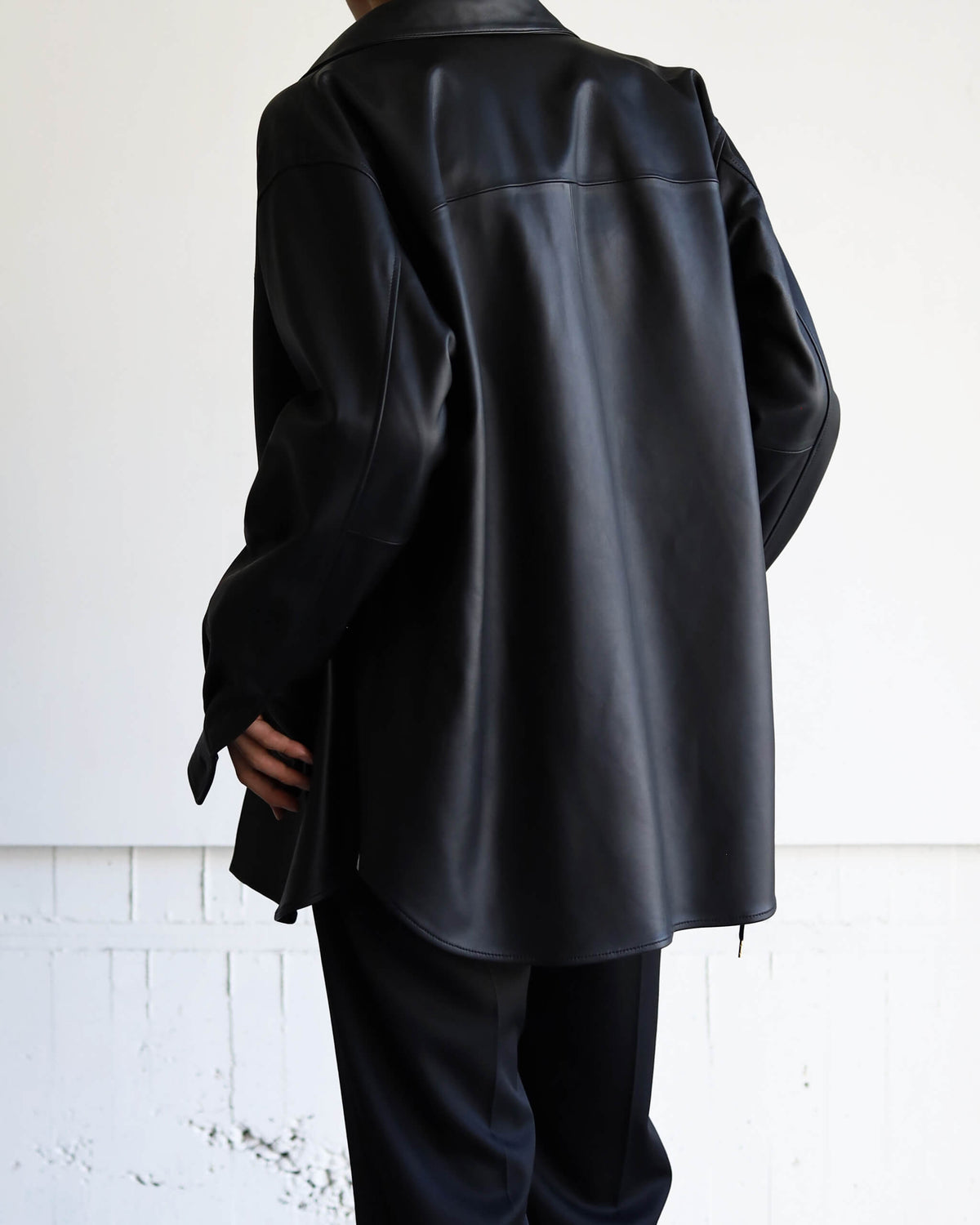 LEATHER DOUGI SHIRT "BLACK"