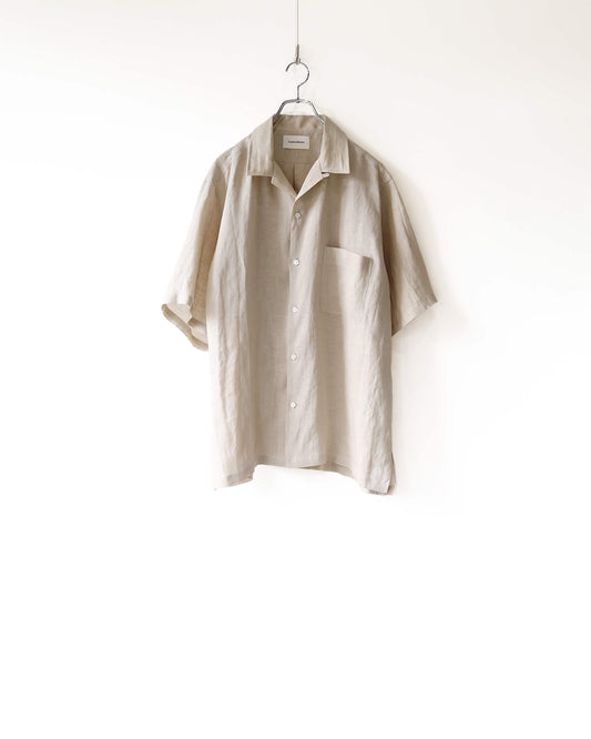 NEW OPEN COLLAR S/S SHIRT HEMP SHIRTING "TAUPE"