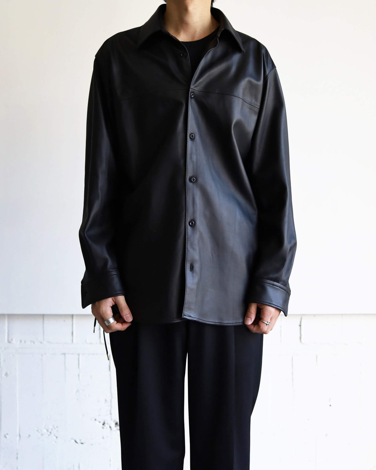 LEATHER DOUGI SHIRT "BLACK"