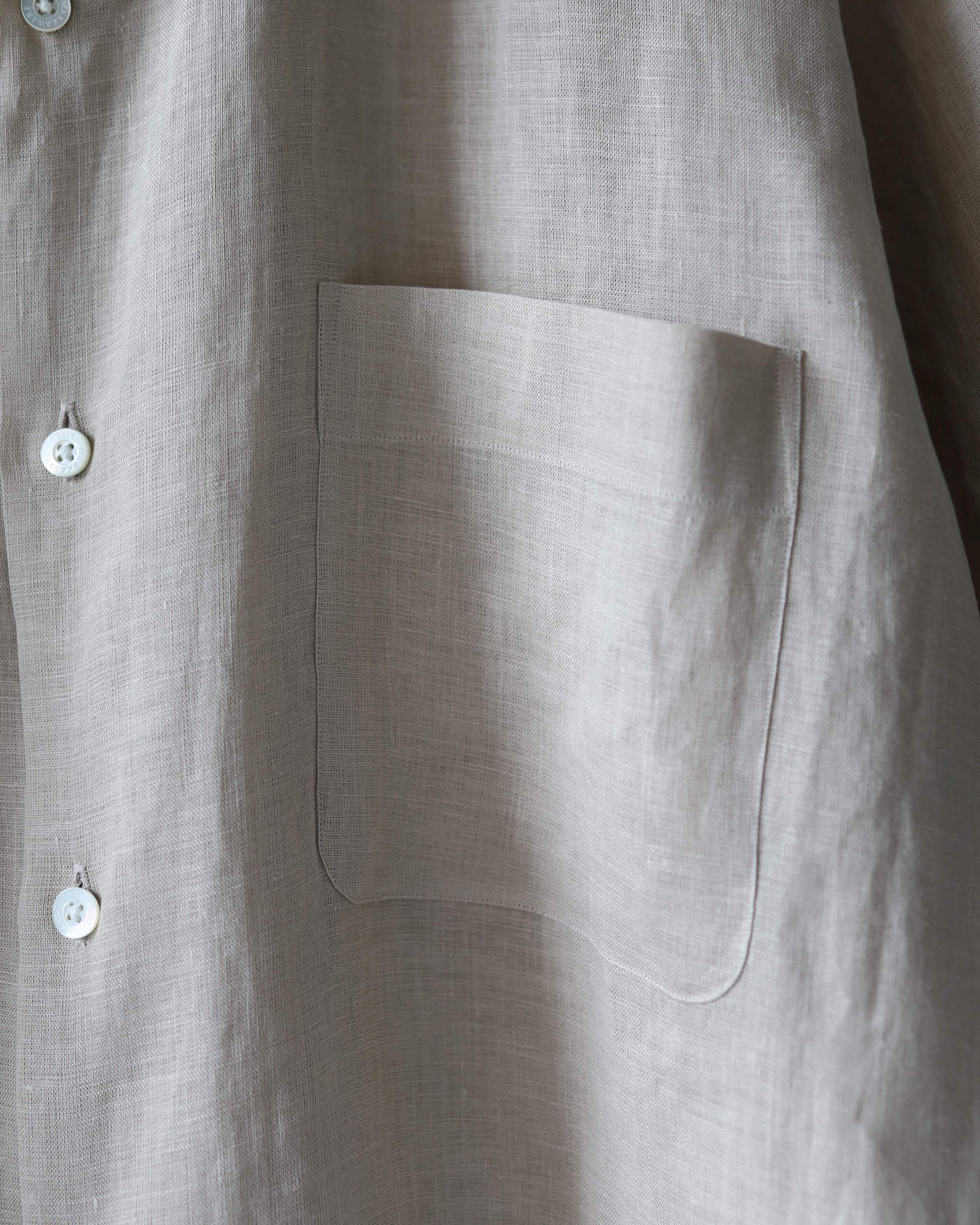 NEW OPEN COLLAR S/S SHIRT HEMP SHIRTING "TAUPE"