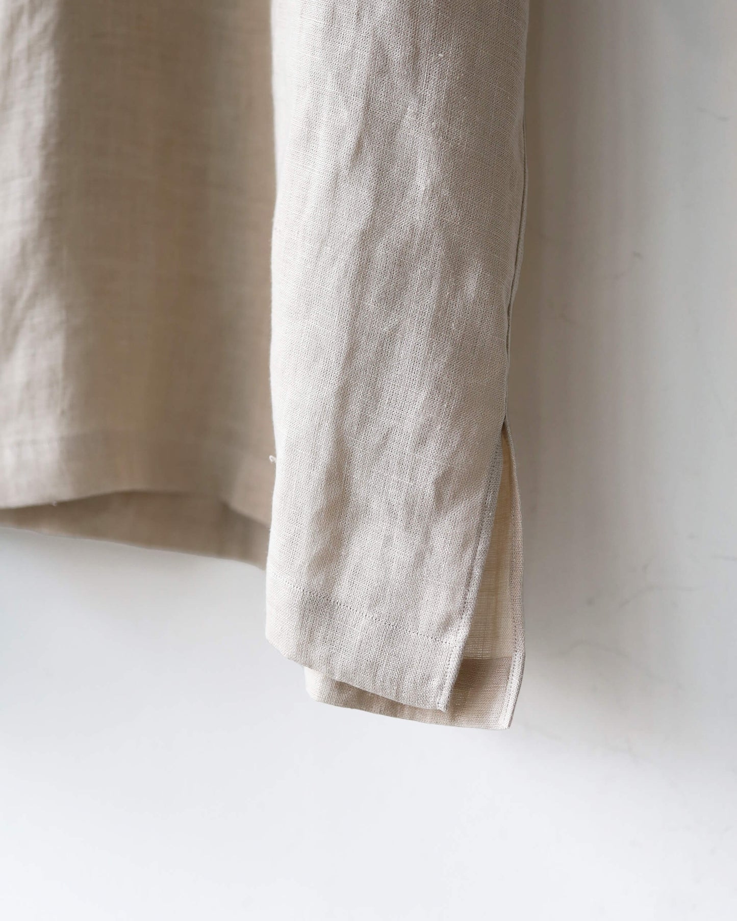 NEW OPEN COLLAR S/S SHIRT HEMP SHIRTING "TAUPE"