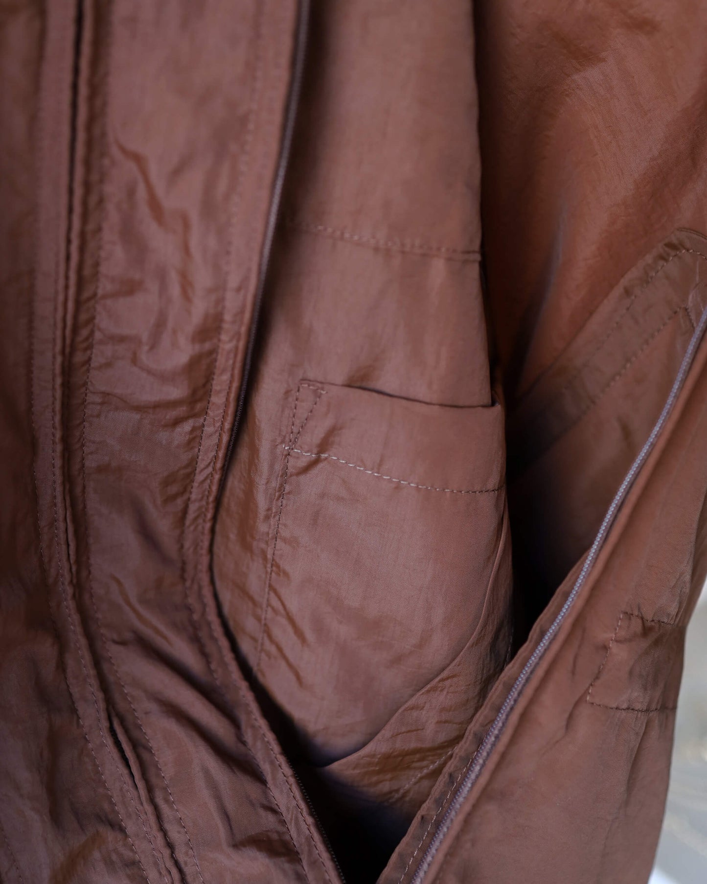 CRUSHED NYLON FULL PACK JACKET "BROWN"