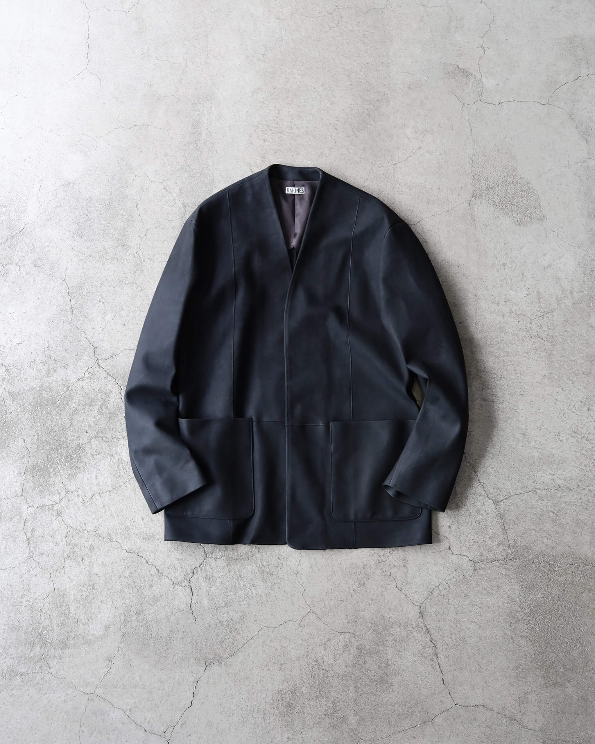 [Exclusive] Entrefino lamb leather - Collar less jacket 