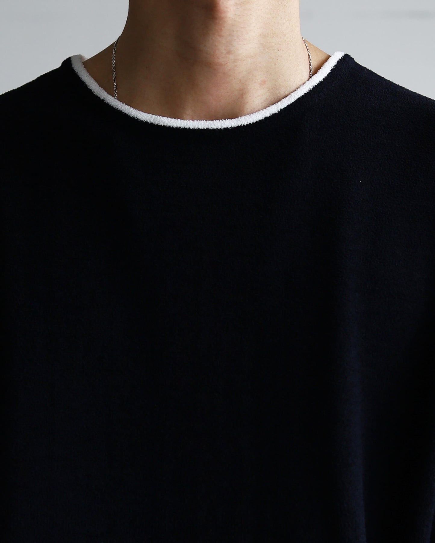 Cotton cashmere pile Half sleeve T "Black"