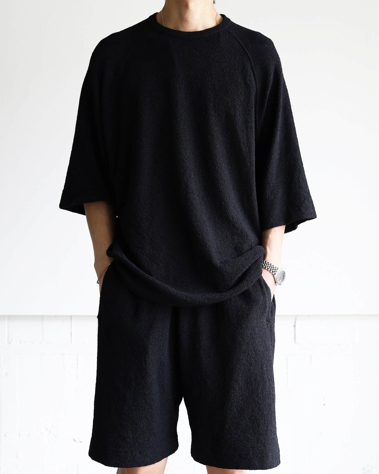 Paper boucle Raglan sleeve T "Black"
