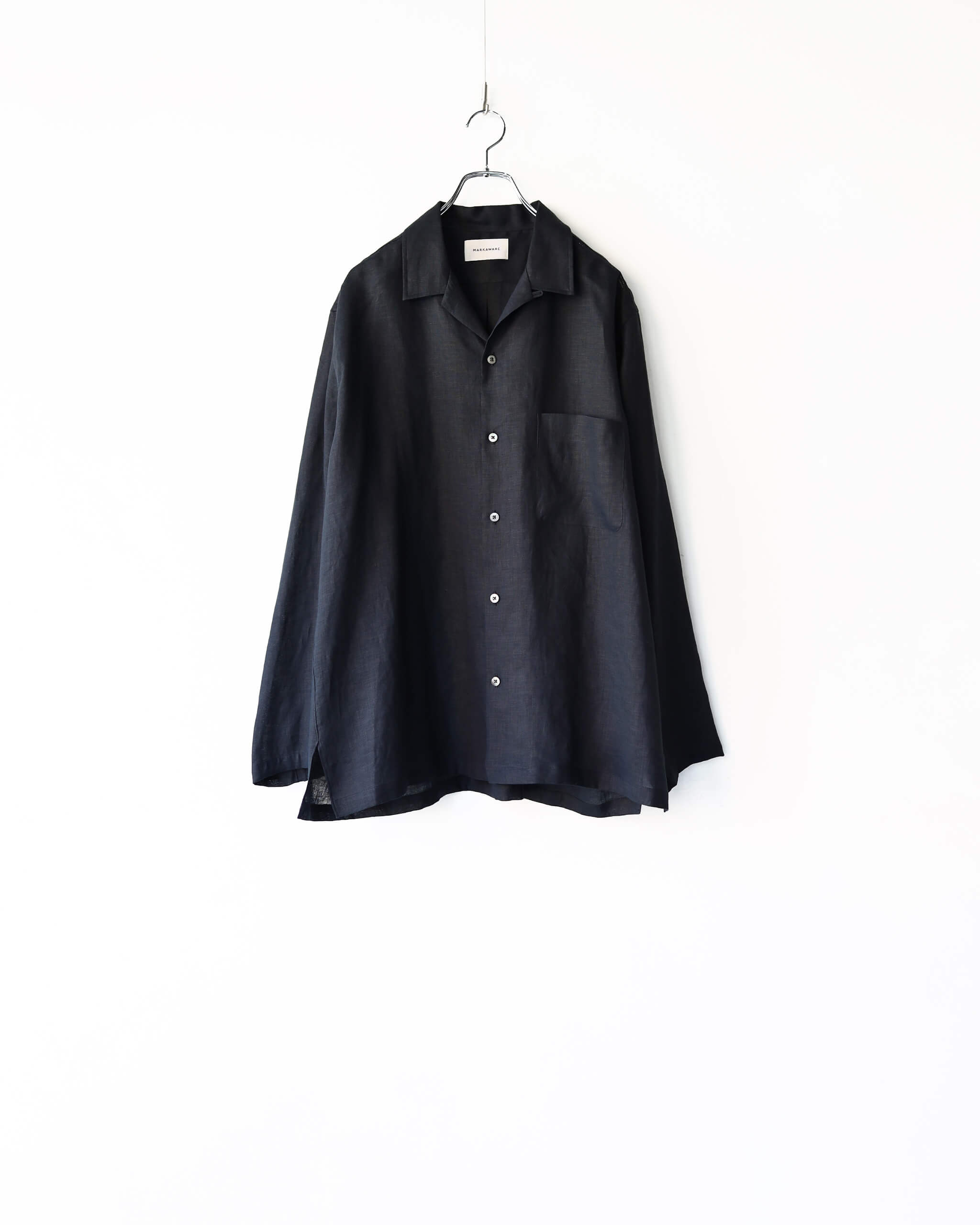 MARKAWARE COMFORT FIT OPEN COLLAR SHIRT HEMP SHIRTING 