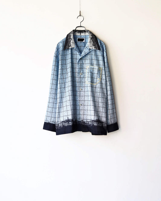 FLANNEL OPEN COLLAR SHIRT SKY "SAX"