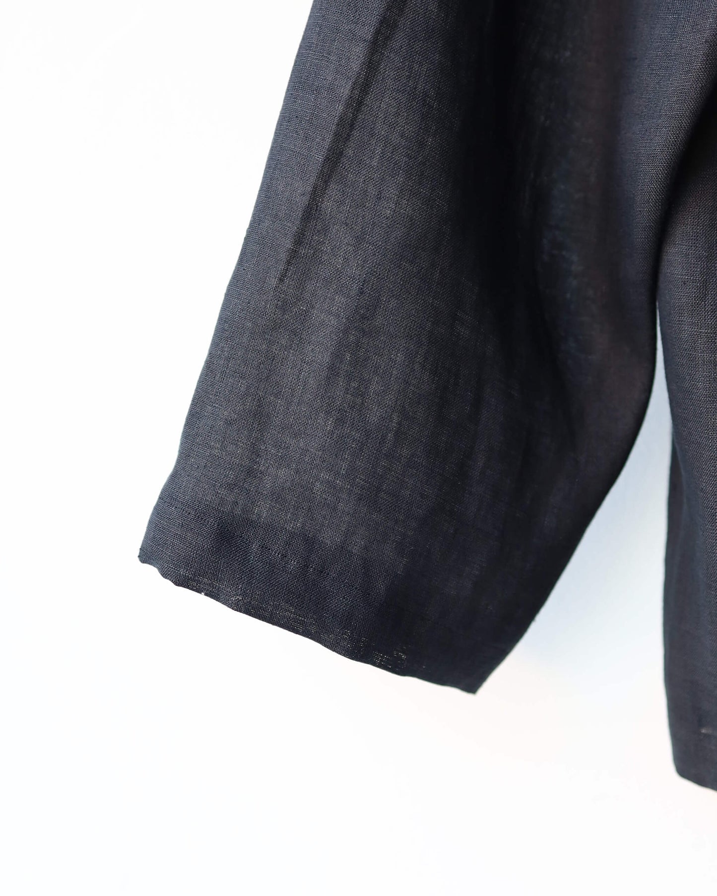 COMFORT FIT OPEN COLLAR SHIRT HEMP SHIRTING "BLACK"