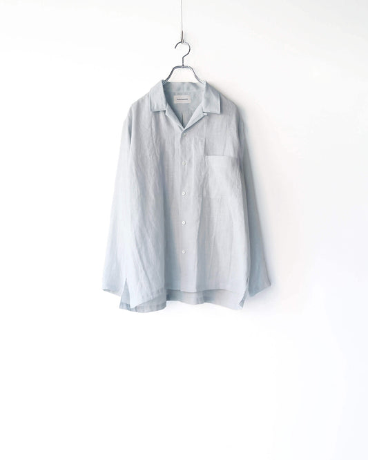 COMFORT FIT OPEN COLLAR SHIRT HEMP SHIRTING "ICE"