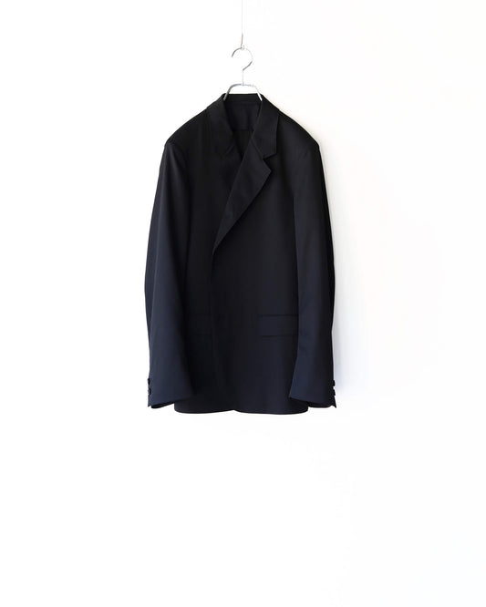 SACK COAT ORGANIC WOOL 2/80 GABARDINE "BLACK"