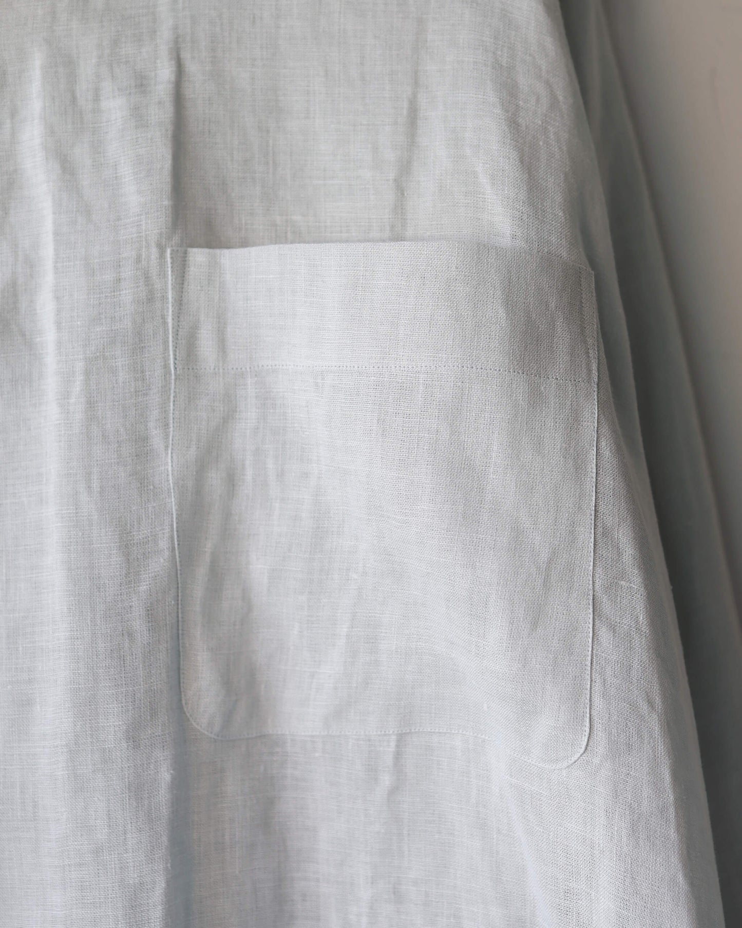 COMFORT FIT OPEN COLLAR SHIRT HEMP SHIRTING "ICE"