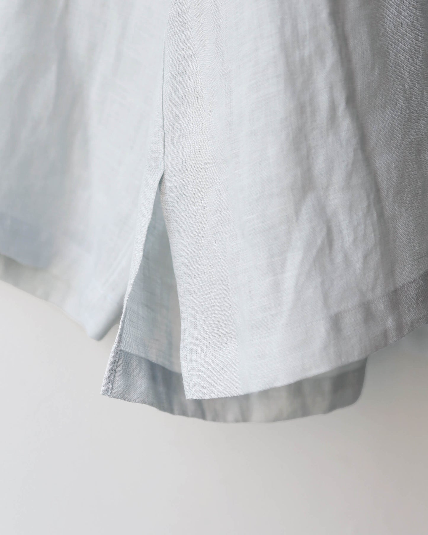 COMFORT FIT OPEN COLLAR SHIRT HEMP SHIRTING "ICE"