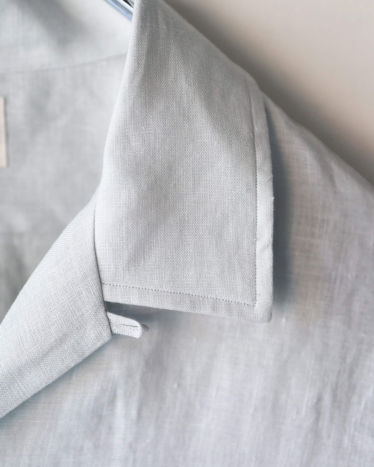 COMFORT FIT OPEN COLLAR SHIRT HEMP SHIRTING "ICE"