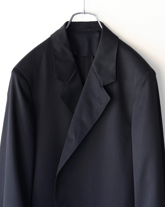 SACK COAT ORGANIC WOOL 2/80 GABARDINE "BLACK"