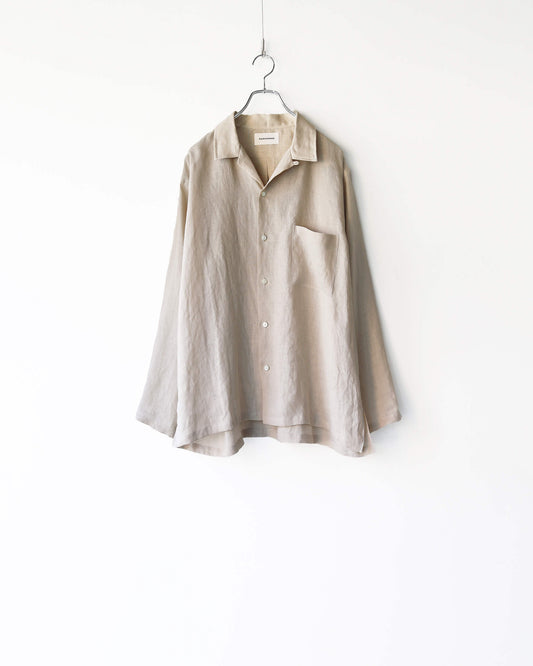 COMFORT FIT OPEN COLLAR SHIRT HEMP SHIRTING "TAUPE"