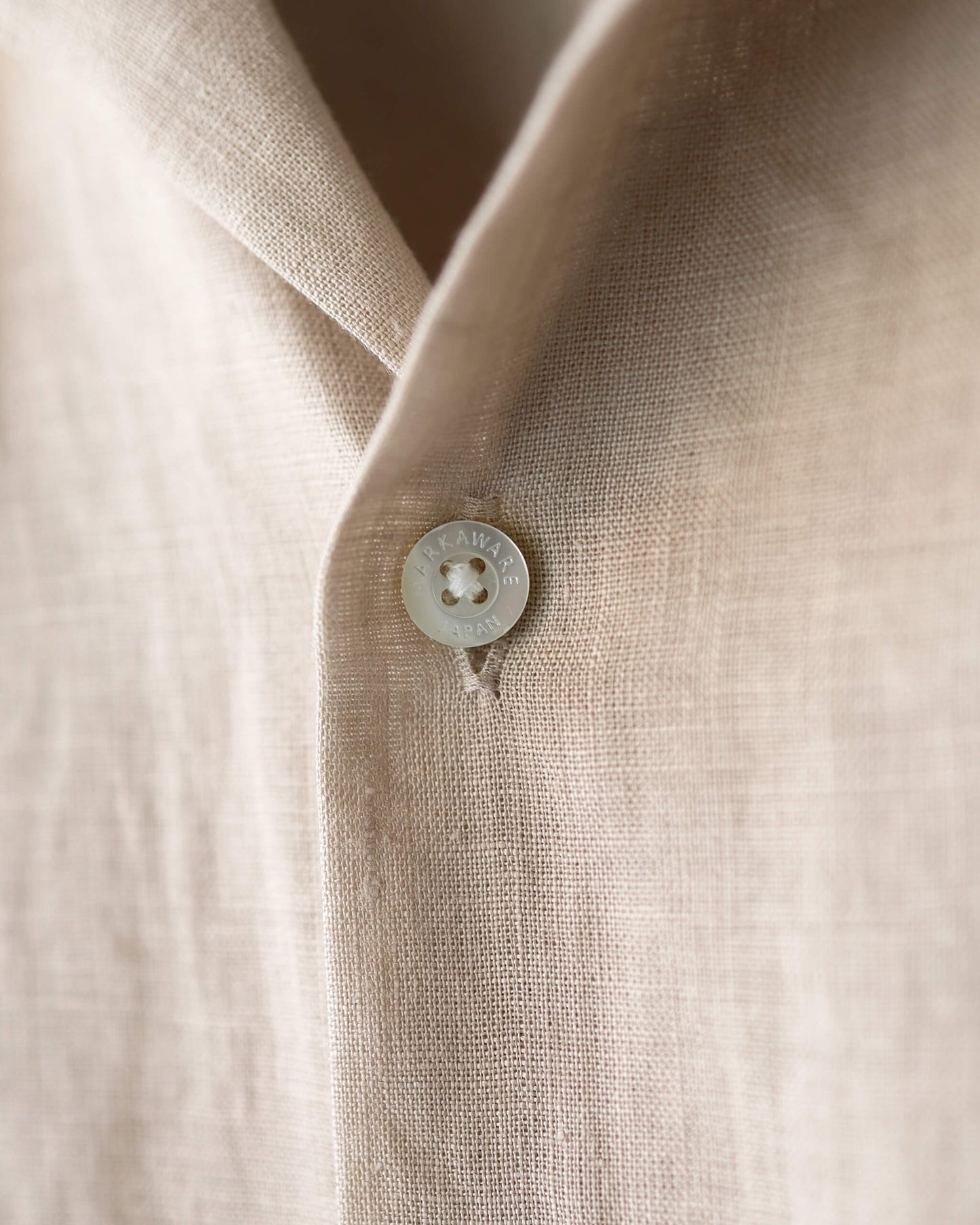 COMFORT FIT OPEN COLLAR SHIRT HEMP SHIRTING "TAUPE"