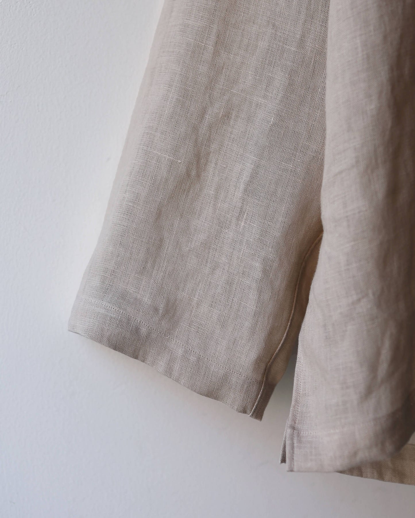 COMFORT FIT OPEN COLLAR SHIRT HEMP SHIRTING "TAUPE"