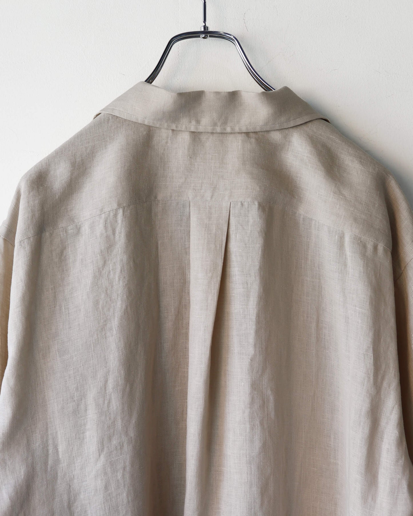 COMFORT FIT OPEN COLLAR SHIRT HEMP SHIRTING "TAUPE"
